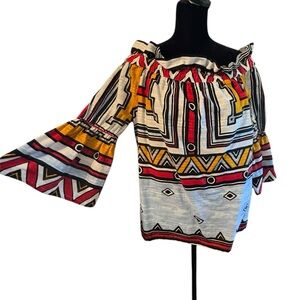 Next Multicolor Geometric Off-Shoulder Blouse